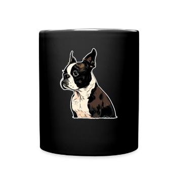 Boston Terrier - Tasse einfarbig - Schwarz - Vorne