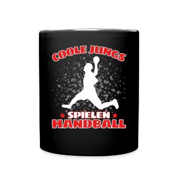 COOLE JUNGS SPIELEN HANDBALL Handballer - Tasse einfarbig - Schwarz - Vorne