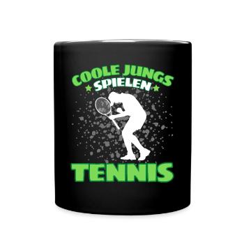 COOLE JUNGS SPIELEN TENNIS Das Lustige - Tasse einfarbig - Schwarz - Vorne