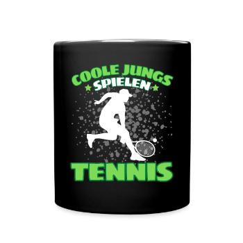 COOLE JUNGS SPIELEN TENNIS Das Lustige - Tasse einfarbig - Schwarz - Vorne
