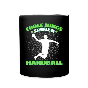 COOLE JUNGS SPIELEN HANDBALL Handballer - Tasse einfarbig - Schwarz - Vorne