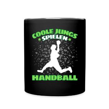 COOLE JUNGS SPIELEN HANDBALL Handballer - Tasse einfarbig - Schwarz - Vorne