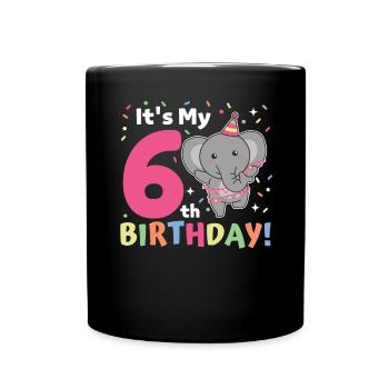 Éléphant pour 6e anniversaire Enfants de six ans - Mug uni - noir - Devant