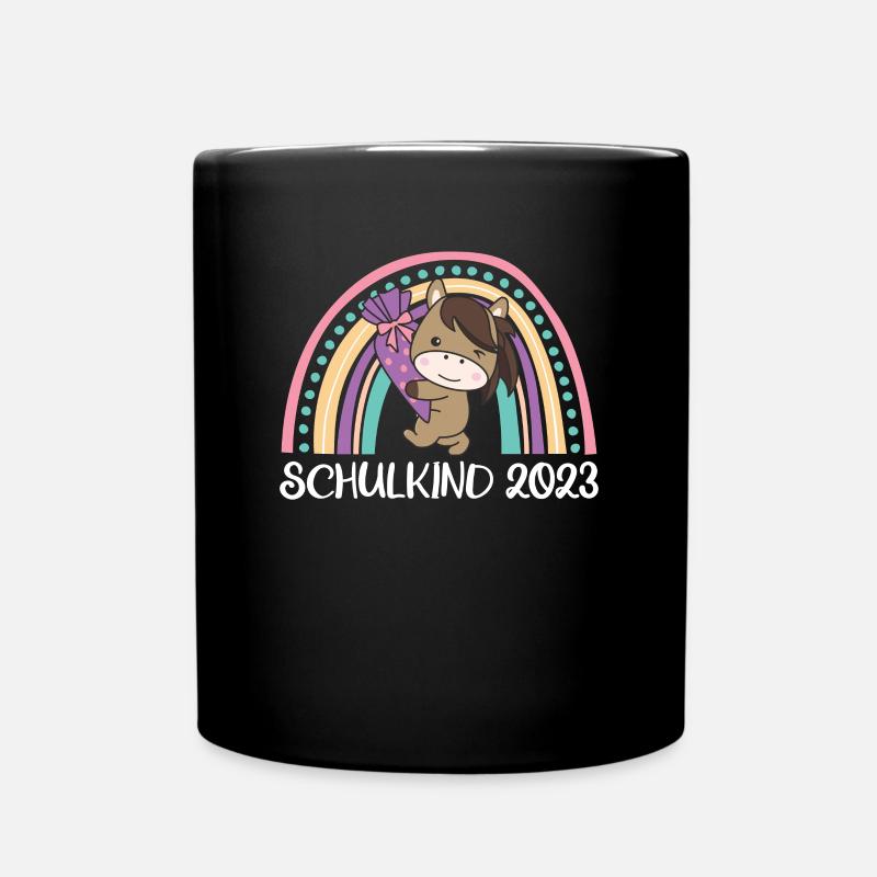 Schulkind 2023 Einschulung Pferd Schule - Tasse einfarbig - Schwarz