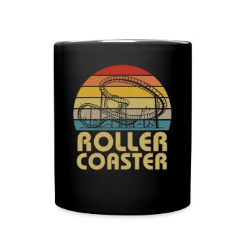 Vintage Theme Park Amusement Park Retro Roller Coa - Full Colour Mug - black - Front