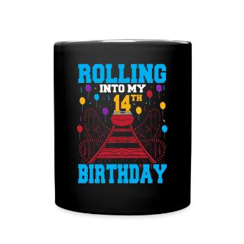 Rolling Into My 14th Birthday Amusement Park Roll - Full Colour Mug - black - Front