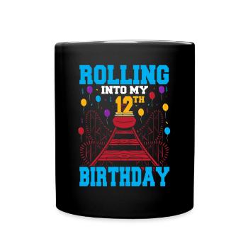 Rolling Into My 12th Birthday Amusement Park Rolle - Tasse einfarbig - Schwarz - Vorne