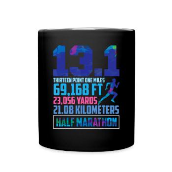 Halbmarathon 13,1 Meilen Laufläufer - Tasse einfarbig - Schwarz - Vorne
