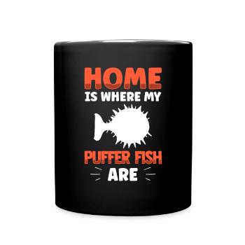 Kugelfisch ist mein Zuhause Riesenkugelfisch - Tasse einfarbig - Schwarz - Vorne