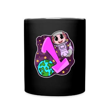 1 year old - Enrollment - Axolotl motif - Full Colour Mug - black - Front