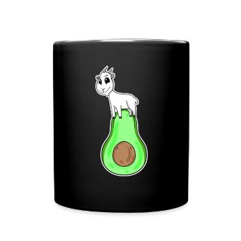 Ziegenbock auf Avocado - Tasse einfarbig - Schwarz - Vorne
