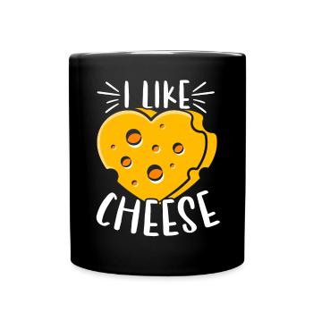 I Like Cheese Eater Cheesy Food Lover Foodie - Full Colour Mug - black - Front