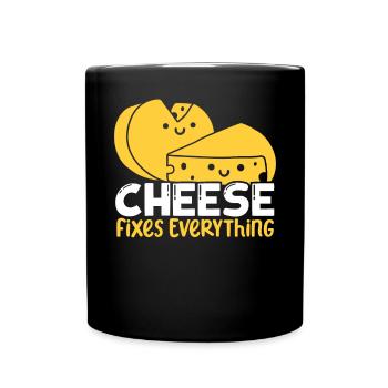 Cheese Fixes Everything Cheesy Food Lover Foodie - Full Colour Mug - black - Front