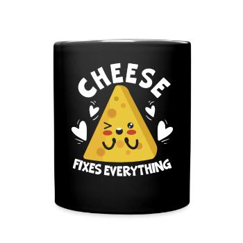 Cheese Fixes Everything Cheesy Food Lover Foodie - Full Colour Mug - black - Front