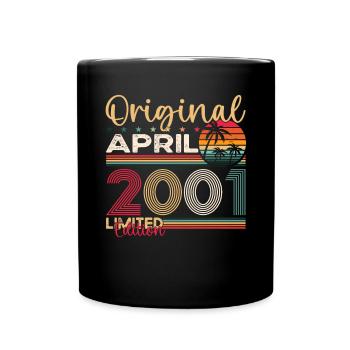 22. Geburtstag Mann April Jahrgang 2001 Original - Tasse einfarbig - Schwarz - Vorne