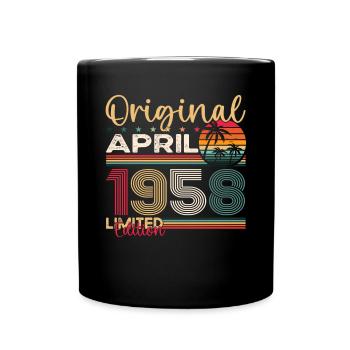 65e anniversaire homme April Né en 1958 Original - Mug uni - noir - Devant