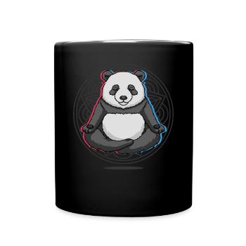 Namaste Panda Mandala Lotus Meditation Panda - Full Colour Mug - black - Front