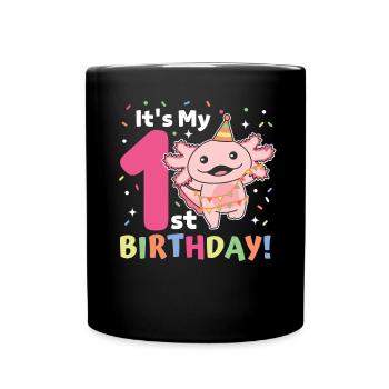 Axolotl for 1st birthday for children one year old - Full Colour Mug - black - Front