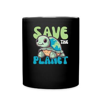 Tortue avec la protection de l’environnement de la terre sauver la planète - Mug uni - noir - Devant