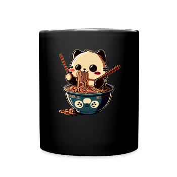 But first ramen cute cat eats ramen - Full Colour Mug - black - Front