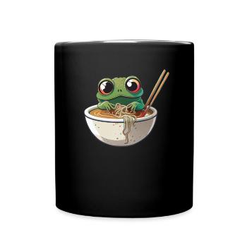 But first ramen sweet frog eats ramen - Full Colour Mug - black - Front