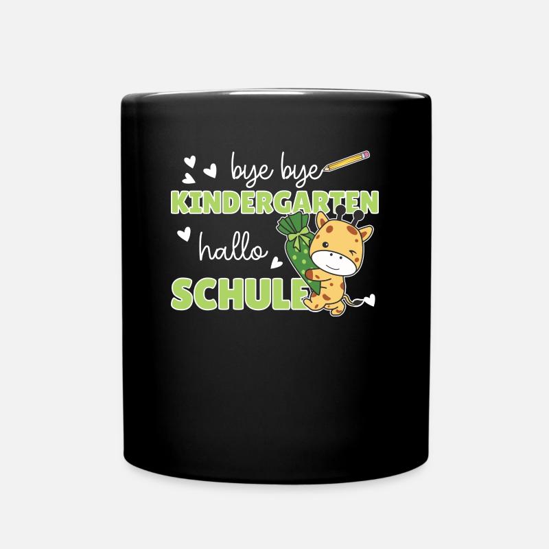 bye bye Kindergarten hallo Schule Giraffe - Tasse einfarbig - Schwarz