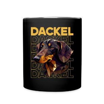 Rauhaardackel Dachshund Hund Hunde Welpe Dackel - Tasse einfarbig - Schwarz - Vorne
