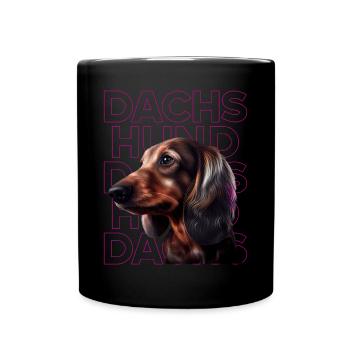 Rauhaardackel Dachshund Hund Hunde Welpe Dackel - Tasse einfarbig - Schwarz - Vorne