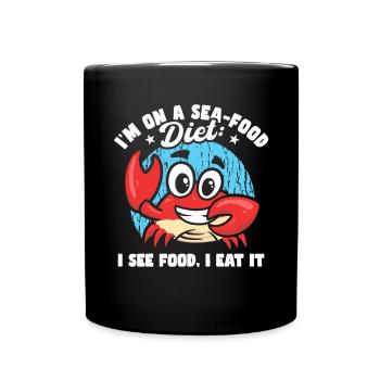 Je suis sur un régime de fruits de mer drôle papa blagues croisière - Mug uni - noir - Devant