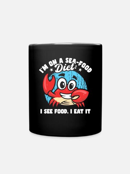 Ich bin auf einer Meeresfrüchte-Diät lustige Papa-Witze-Kreuzfahrt - Tasse einfarbig - Schwarz