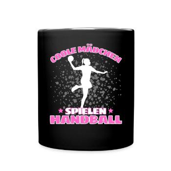 COOLE MÄDCHEN SPIELEN HANDBALL Handballer - Tasse einfarbig - Schwarz - Vorne