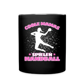 COOLE MAMAS SPIELEN HANDBALL Handballer - Tasse einfarbig - Schwarz - Vorne