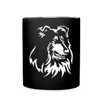 Collie Head "Black Edition" - Full Colour Mug - black - Front