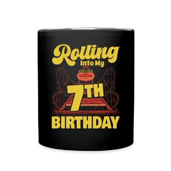 Rolling Into My 7th Birthday Amusement Park Roller - Full Colour Mug - black - Front
