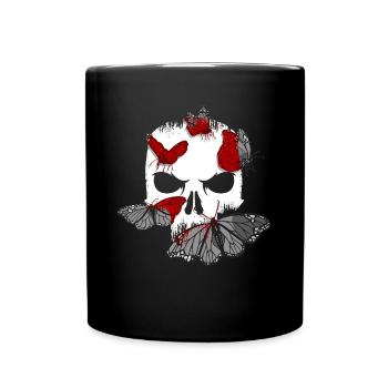 Skull Black Butterflies - Goth Gothic - Mug uni - noir - Devant