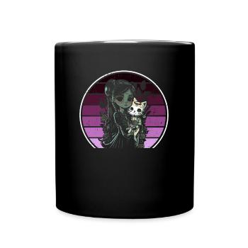 Goth Girl Keeps Skeleton Cat - Gothic - Full Colour Mug - black - Front