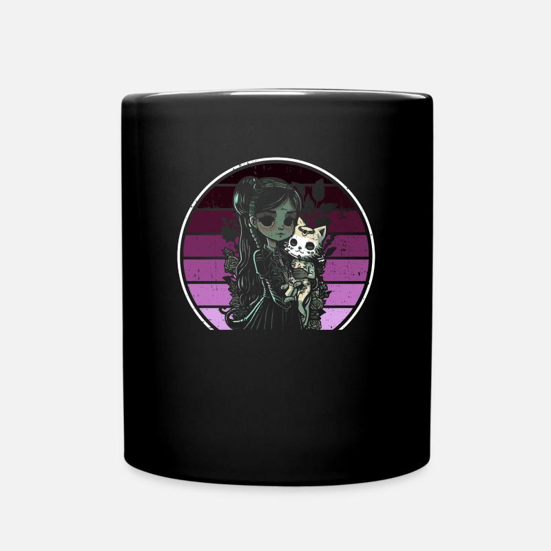 Goth Girl Keeps Skeleton Cat - Gothic - Full Colour Mug - black