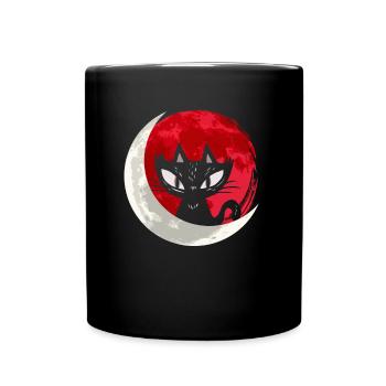 Chat noir avec croissant de lune - gothique gothique - Mug uni - noir - Devant