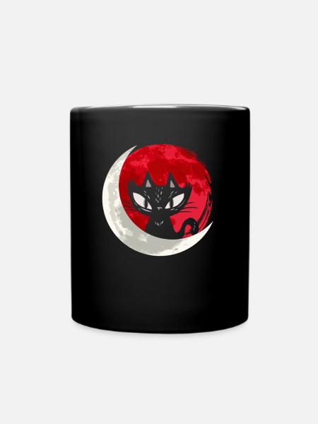 Chat noir avec croissant de lune - gothique gothique - Mug uni - noir