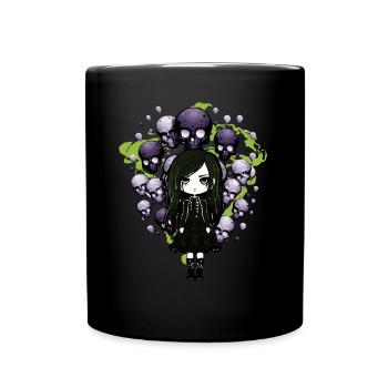 Goth Girl holds skull balloons - Gothic - Full Colour Mug - black - Front