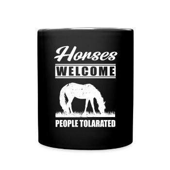 Schönes Reiten Pferde Spruch für Reiter - Tasse einfarbig - Schwarz - Vorne