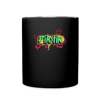 Flugzeug Graffiti-Art Pilotin - Tasse einfarbig - Schwarz - Vorne