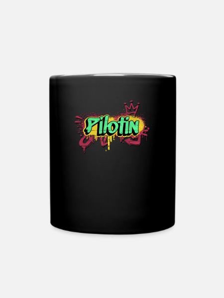 Flugzeug Graffiti-Art Pilotin - Tasse einfarbig - Schwarz