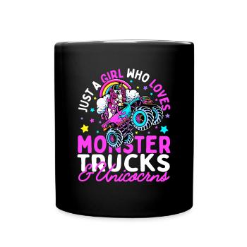Juste une fille qui aime les camions monstres et les licornes - Mug uni - noir - Devant