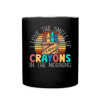 Ich liebe den Geruch von Buntstiften in der Morgenfarbe - Tasse einfarbig - Schwarz - Vorne