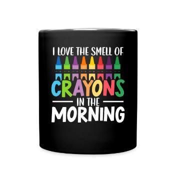 Ich liebe den Geruch von Buntstiften in der Morgenfarbe - Tasse einfarbig - Schwarz - Vorne