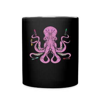 Buntstift Färbung Künstlerische Zeichnung Farbe Oktopus - Tasse einfarbig - Schwarz - Vorne