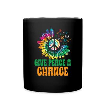 Hippie Peace Sign Peace Flowers Flower Child - Full Colour Mug - black - Front