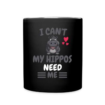 Animal Lovers Zoo Animal Funny Gift Hippo - Full Colour Mug - black - Front