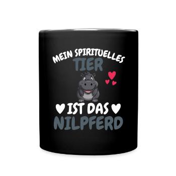Hippo Afrika Tier Lustiges Geschenk Nilpferd - Tasse einfarbig - Schwarz - Vorne